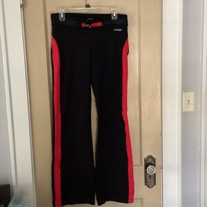 bebe sport Black legging Pants with Red Side Panels and belt